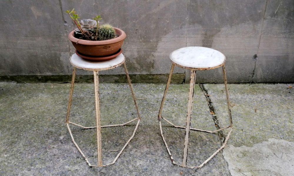 MARBLE-TOP PLANT STANDS