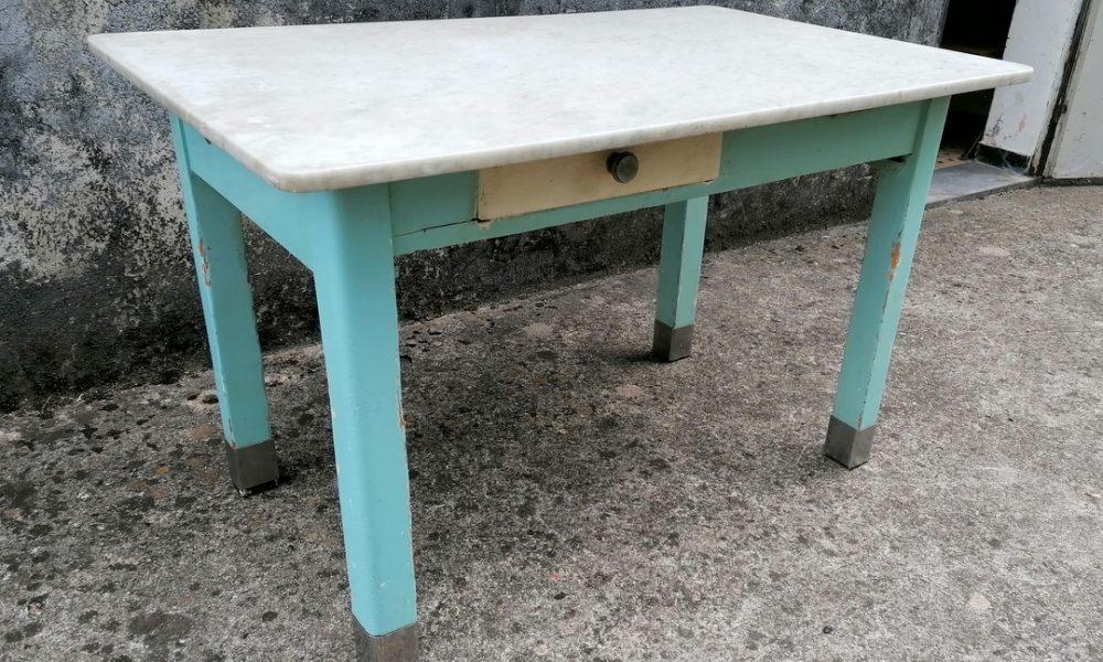MARBLE-TOP KITCHEN TABLE