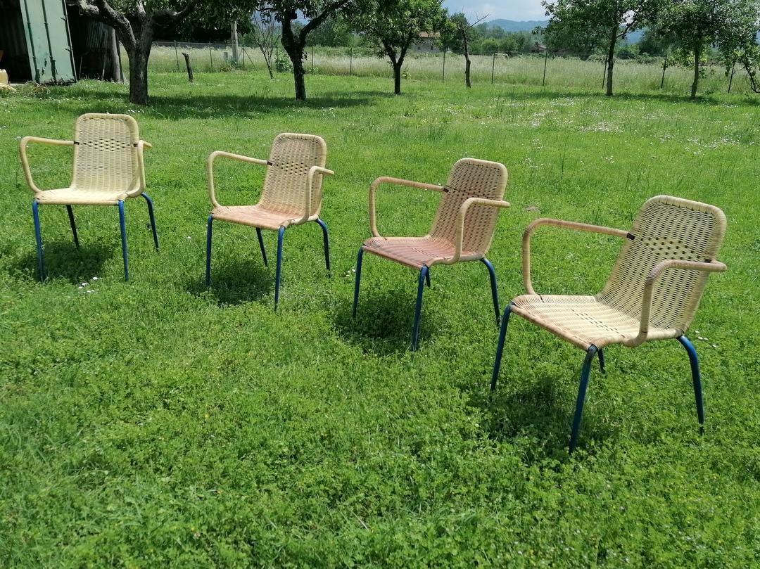 4 sedie bar giallo crema