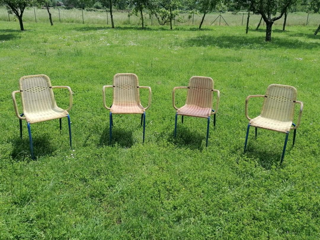 4 sedie bar giallo crema