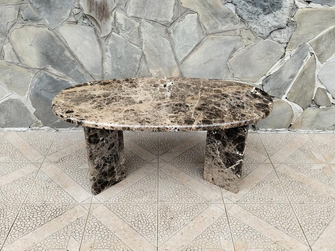 tavolino ovale marmo dark emperador